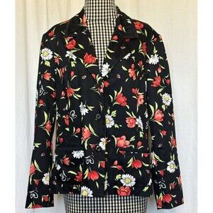 Alfred Dunner Women’s Size 12 Floral Ladybug Daisy Blazer Cotton Stretch Lined